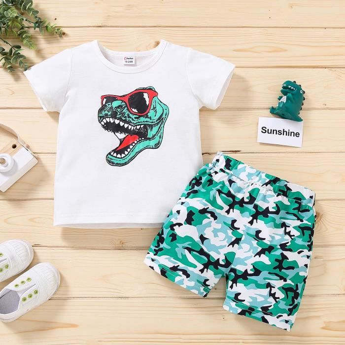 Ensemble de v tements pour gar ons d t pour enfants Dinosaur