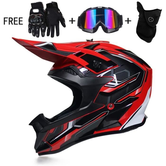 Ensemble Casque Motocross Enfant/jeune Avec Gants, Lunettes, Masque - Taille S à XL, Certification DOT/ECE - 10