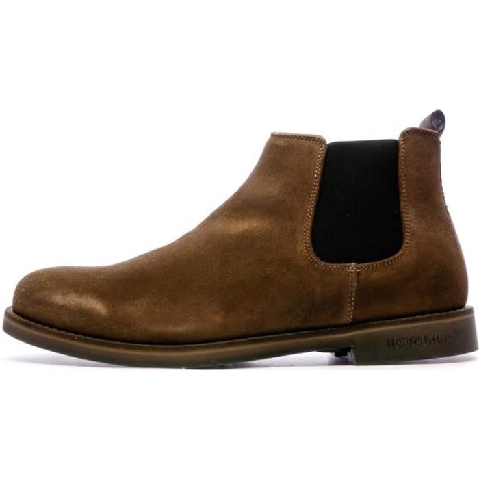 bottines homme marron - cr7 douro - tige en daim effet vieilli - boucle de talon