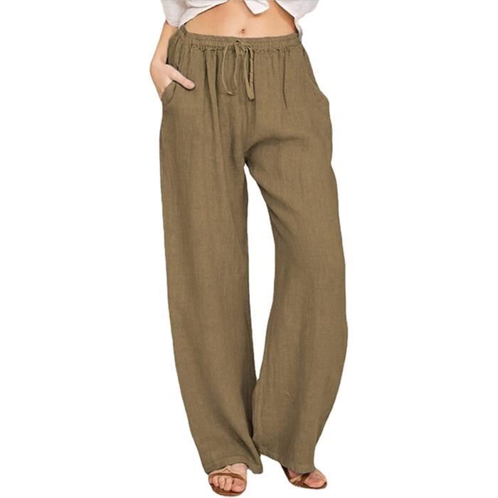 Pantalon femme coton taille on sale elastique