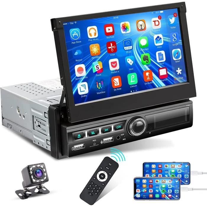 Hikity Autoradio Bluetooth 1 Din avec 7 Pouces Écran Tactil Motorisé  Rétractable, Post Radio Voiture Bluetooth Main Libres FM Radio - Cdiscount  Auto