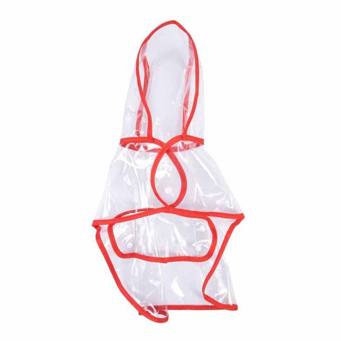 Meilleurs prix pour Imperméable pour chien transparent 40cm rouge - Paris Prix - avec capuche - matière plastique