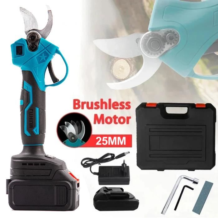 Élagueur Électrique Sans Fil 18V - Diamètre Coupe 30mm, Compatible Batteries Makita - Avec Gants Et Pierre à Aiguiser