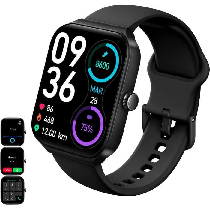 Smartwatch Homme Femme 1.95" Appel Réponse - Suivi Santé Pression Artérielle Sommeil Sport - Android IOS