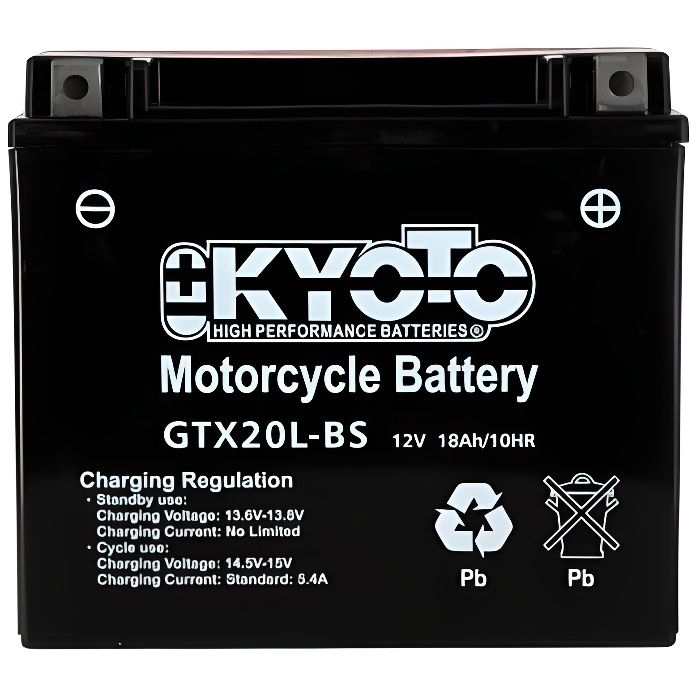 KYOTO - Batterie moto - Ytx20l-bs - L175mm W87mm H155mm