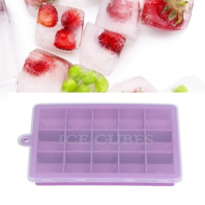 Lot De 4 Moules à Glaçons En Silicone Avec Couvercles - 56 Glaçons - Sans BPA