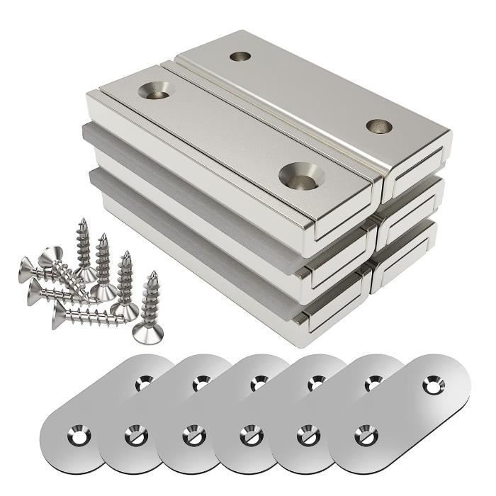 20 Patchs Magnétiques Auto-adhésifs – 4 X 2,5 Cm, Argent | Pour Fixation Lampes D'armoire, Lampes à Induction, Accessoires