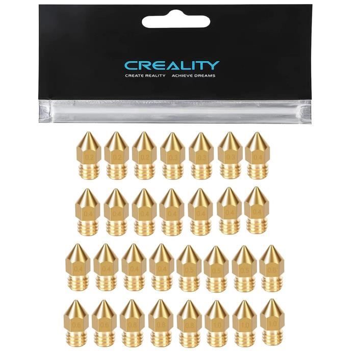 Kit 30 Buses En Laiton Pour Imprimantes 3D – Tailles 0.2mm à 1.0mm, Compatible Creality Ender 3, Ender 5, CR-10