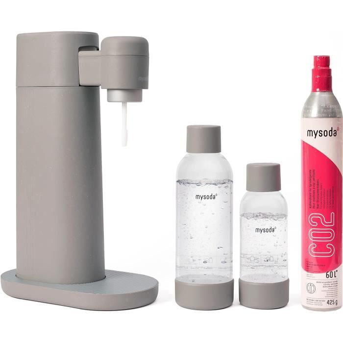 Mysoda Woody Machine à Eau Pétillante Biocomposite Bois - Blanc Avec Bouteille Et Cylindre CO2