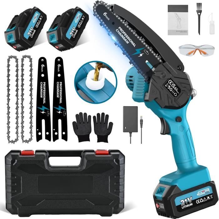 Mini tronconneuse a batterie,6 Pouces 24V Petite Tronçonneuse Elagueuse