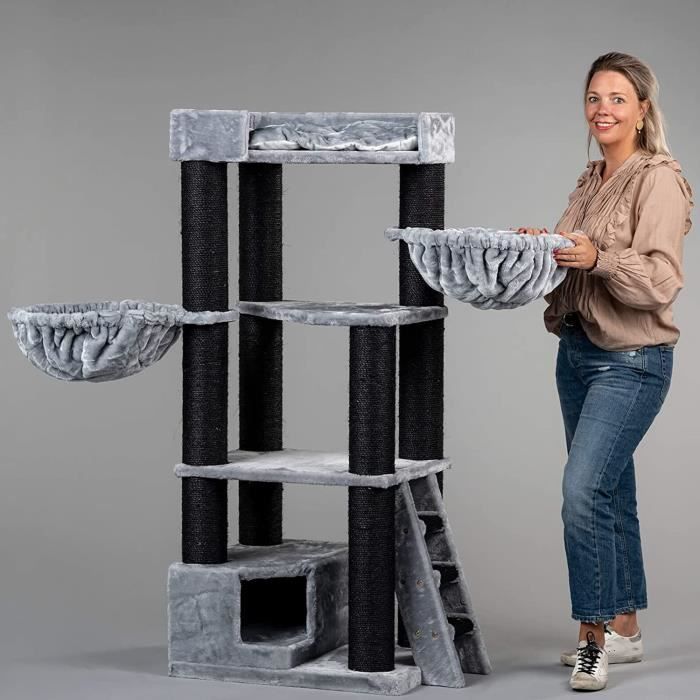 Arbre a Chat XXL geant Corner Coo lackline Gris clair griffoir Arbres pour Grand Gros Chats