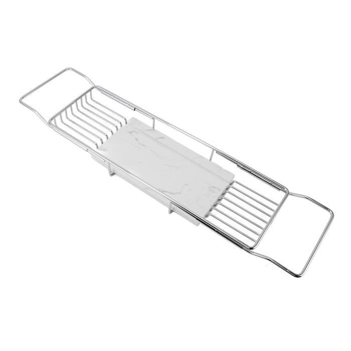 Support Extensible Pour Baignoire – Plateau Marbre Et Métal – Anti-dérapant – Gain De Place