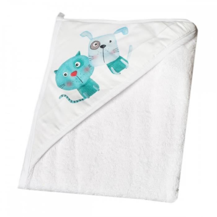 Drap De Bain Serviette Toilette Cape Bebe Blanc Dogs And Cat 80 Dogs And Cat Cdiscount Maison