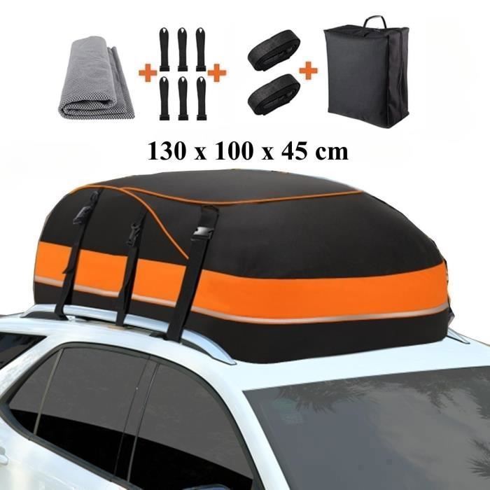 Coffre De Toit - 130 x 100 x 45 cm - 1000D Tissu d’Oxford - Rideau imperméable 15CM - Sac de Toit Voiture Résistant aux intempérie