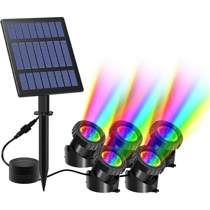 lampe de bassin solaire - trahoo - 5 packs projecteurs led submersibles - multi-couleur - éclairage extérieur