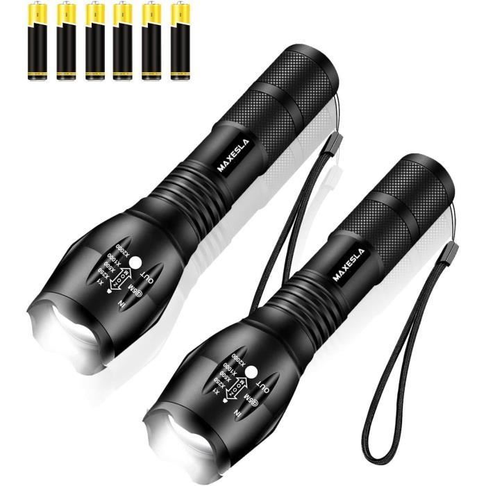 Lampe De Poche LED Puissante - Torche Portable 4 Modes, Rechargeable USB, Étanche Camping