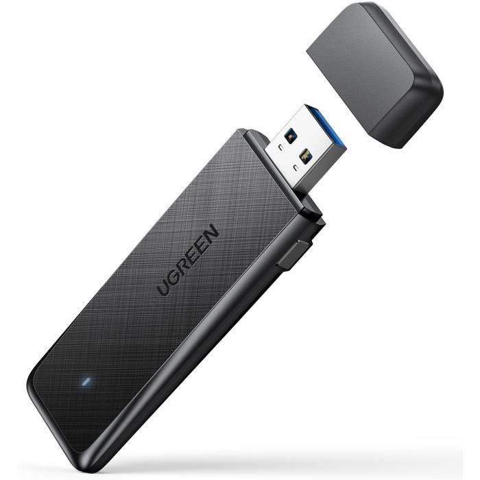 ZHITING Clé WLAN Bluetooth 2 En 1, AX900M Clé WLAN USB Pour PC Double Bande 2.4GHz/5GHz Avec Antenne 5DBi, Dongle Bluetooth5.4 Compatible Avec Windows