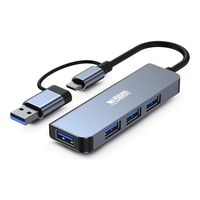 Hub USB Urban Factory 4 ports USB 3.0 + Adaptateur USB A femelle USB C mâle - vue 3