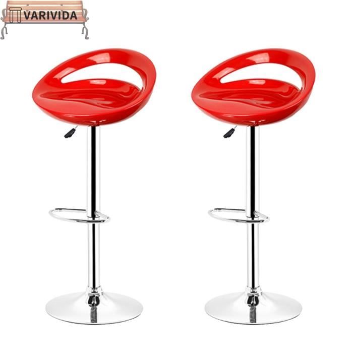varivida tabouret bar, lot de 2, chaise bistrot en abs (rouge)