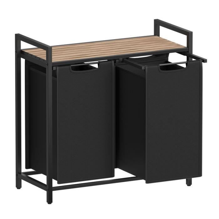 Elégante armoire à tiroirs avec plateau supérieur en bois et compartiments