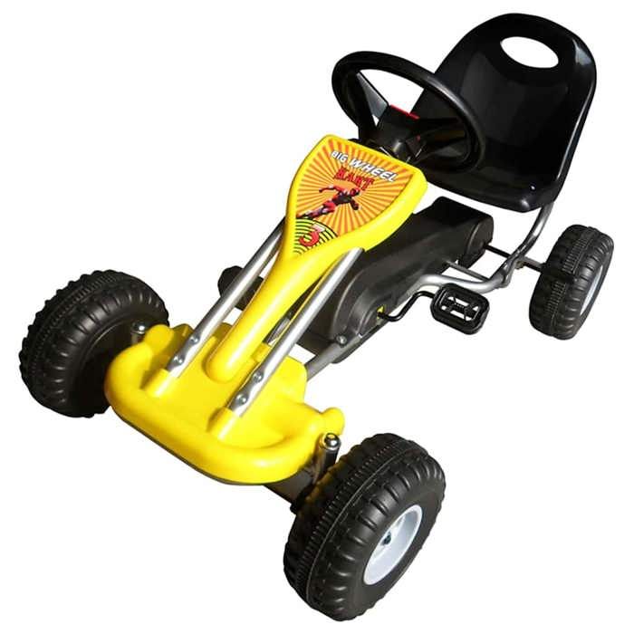 vidaXL Kart à Pédales Jaune pour Enfants Véhicule Voiture Jouet Jardin Terrain 90252