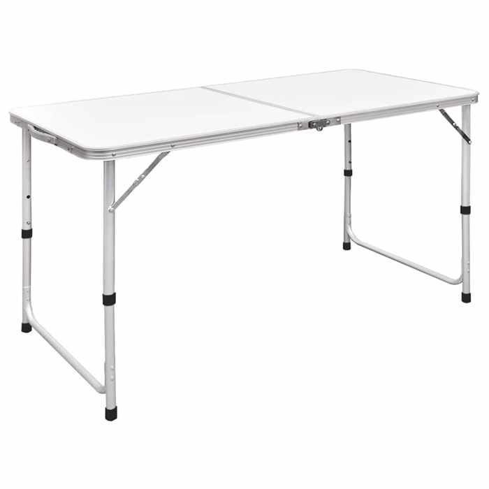 vidaXL Table pliable de camping Hauteur réglable Aluminium 120x60 cm 41325