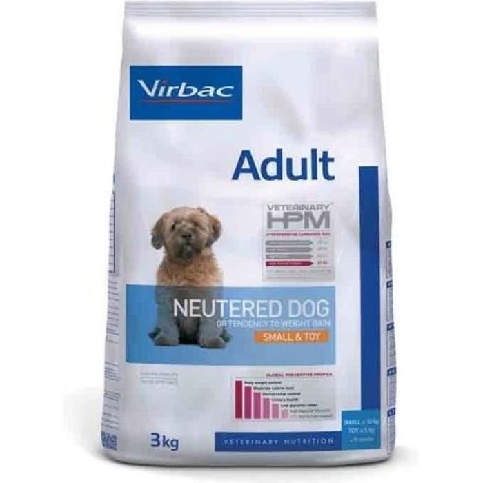 virbac veterinary hpm neutered chien adulte (+10mois) small et toy (-10kg ) croquettes 3kg