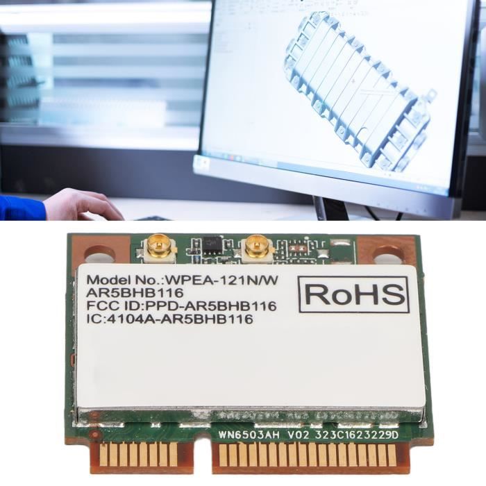 VBESTLIFE Carte Réseau Pour Ordinateur Portable AR9382 AR5BHB116, Mini Carte PCIE WiFi 2,4/5GHz 300Mbps Pour Win 7 8 8.1 10, Pour Linux, Pour ISUS, Pour MSI, Pour Clevo, Pour Hasee