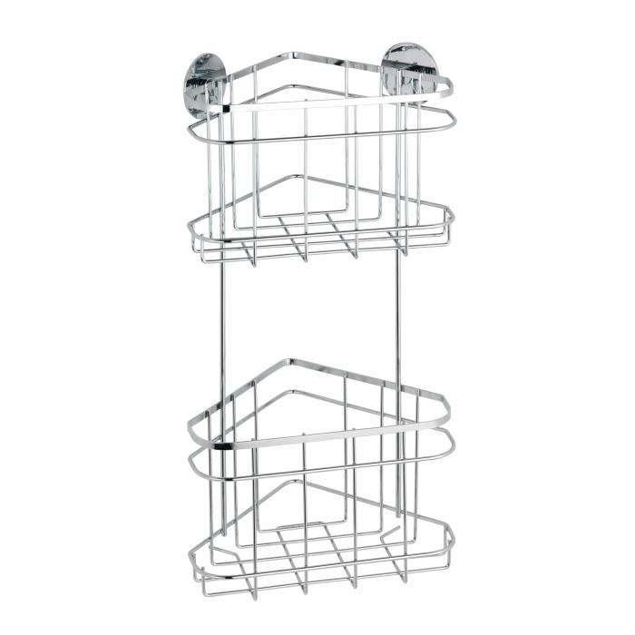 Étagère dangle douche - WENKO - 2 niveaux - Acier inox brillant - Turbo-Loc® sans perçage Étagère dangle douche - WENKO - 2 niveaux - Acier inox brillant - Turbo-Loc® sans perçage