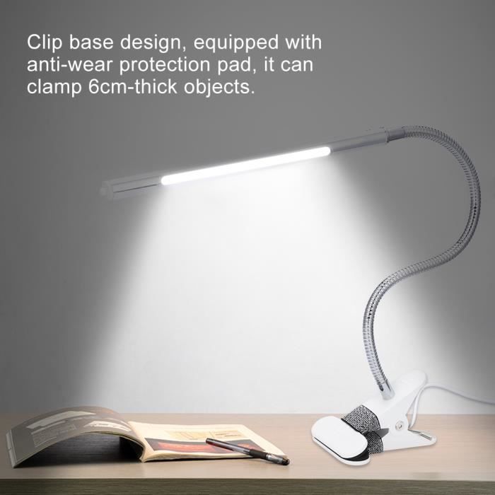 Lampe de bureau à pince LED flexible à 360 ° avec clip, lampe de table,  table d'étude, table de sauna, lumières de bureau, 3 dimmables, luminosité,  cadeau de fête - AliExpress