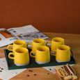 6 pièces / ensemble tasses à café en céramique tasse à la main  12 onces (Jaune)-1