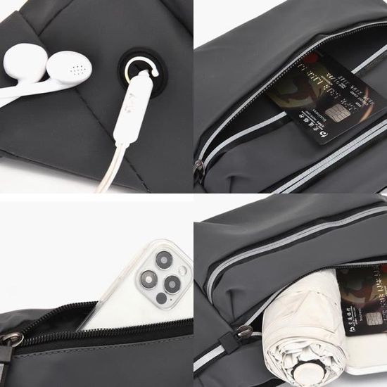 Sac Banane Nylon Unisexe – Gris, Tendance, Léger – 34×10×16 Cm – Pour Sport, Voyage, Quotidien