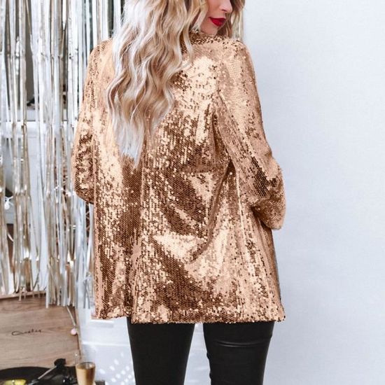 Blazer à Paillettes Femme - Veste Brillante Soirée - Manches Longues - Perfecto Pour Fêtes & Events