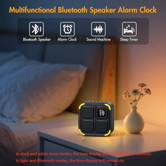 Réveil multifonctionnelle avec enceinte bluetooth et lampe de chevet