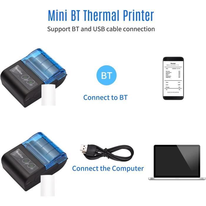 Mini-imprimante thermique usb portable sans fil icam avec papier d' impression 58 - DIAYTAR SÉNÉGAL