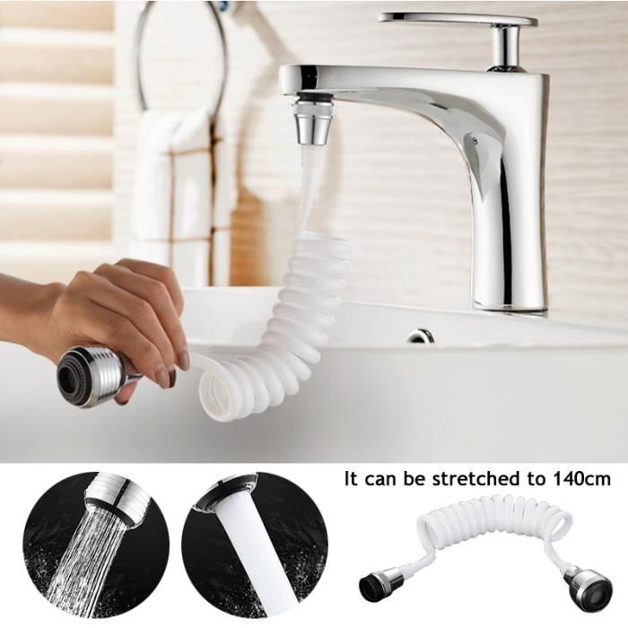 Adaptateur de robinet de douche de bain à tuyau long,vaporisateur d'évier à  économie d'eau classique,accessoires - WHITE[C4637] - Cdiscount Bricolage