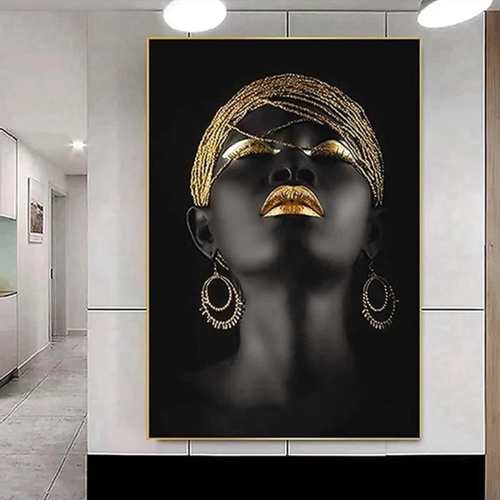 Impression d'art femme africaine, peinture femme noire, art sur toile femme, art mural femme afro, décoration murale femme noire, prêt à accrocher, art africain - France