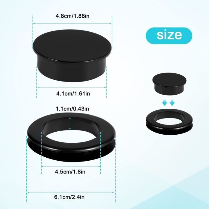 LUTER Lot De 2 Kits Fixation Parasol Balcon – 4 Anneaux + 2 Vis Manuelles – Support Table Terrasse Jardin (Noir)