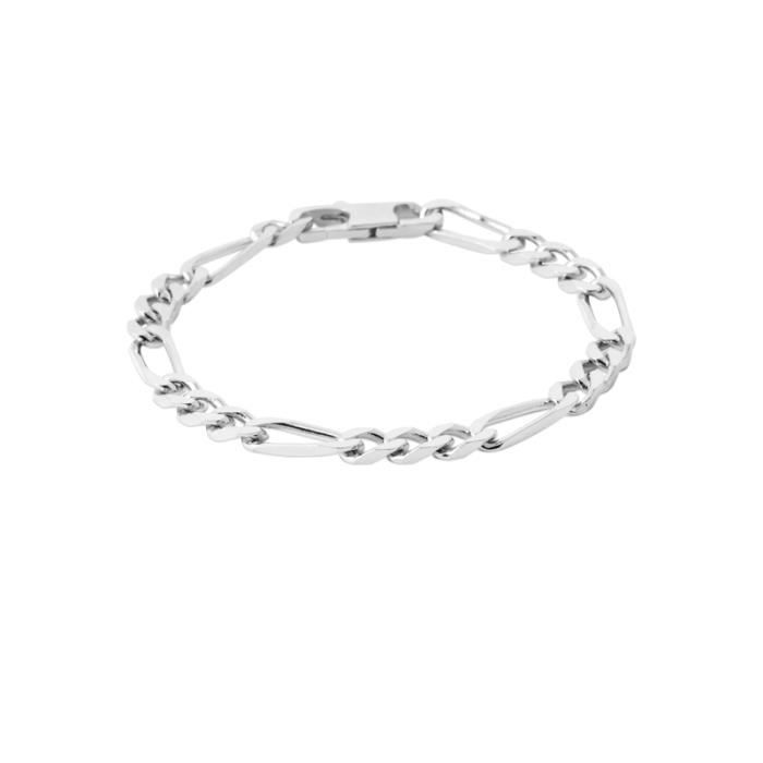 Bracelet Gourmette En Argent Massif - Maille Alternée - Occasion (porté)