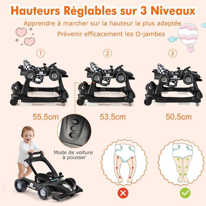 GOPLUS en Trotteur Bébé 6-18 Mois Hauteur Réglable en
