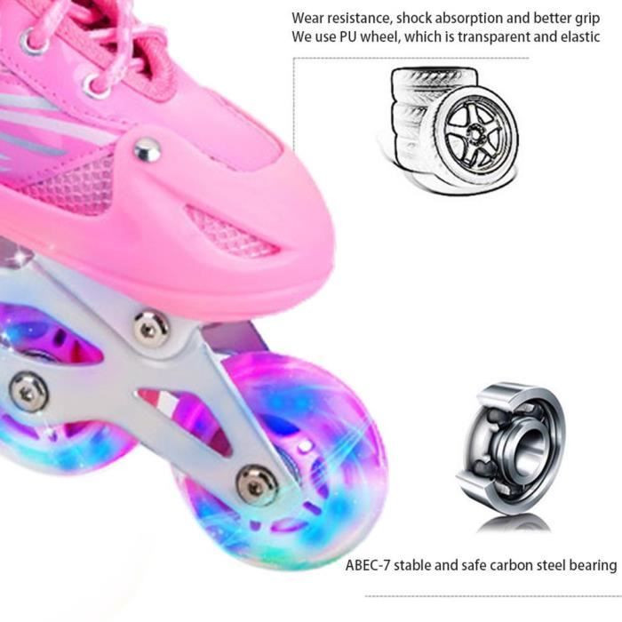 Roller en ligne réglable - Roller enfant - roller fille/garcon - Roller  lumineuse ajustable -S(31-34 )M(35-38)L(39-42)-Noir, rouge - Achat / Vente  Rollers en Ligne Enfant Adu - Cdiscount