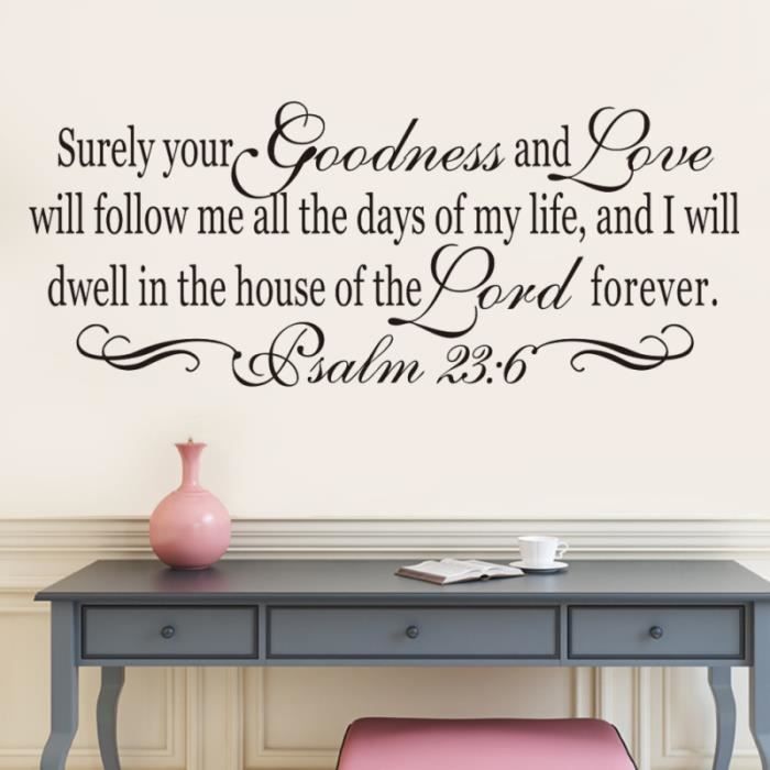 Stickers Muraux Versets Bibliques - 60x21 Cm, PVC Amovible, Déco Salon/chambre, Citations Françaises - 5