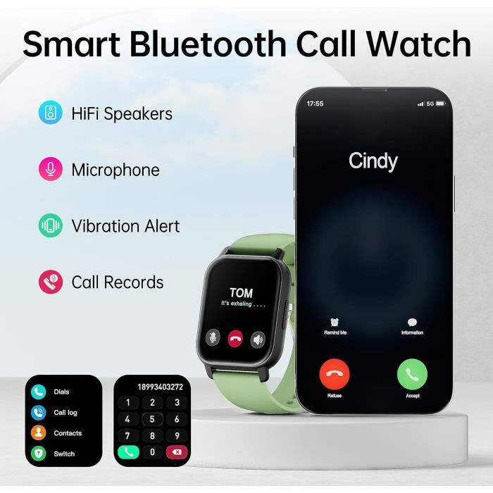 Montre connectée pour homme femme, écran de 1,85 avec appel Bluetooth et  réponse mains libres, montre intelligente avec podomètre, moniteur de  fréquence cardiaque, montre de fitness pour Android iOS : :  High-tech