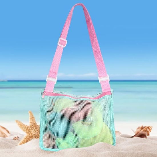 AMOR PRESENT Sac De Plage En Maille Pour Enfants, Sac De Collecte De Coquillages Avec Pelle En Forme De Crabe, Sangle Réglable Pour Tenir Coquillages, Piscine, Sable, Jouet, Vert