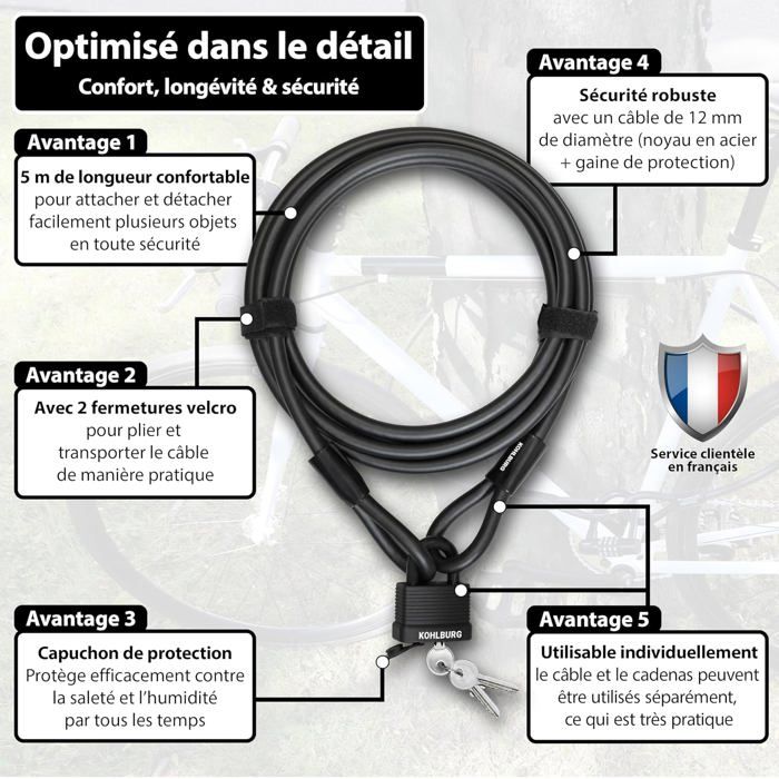 Antivol Vélo Câble à Combinaison – Code 4 Chiffres Réinitialisable – Câble En Acier Gainé PVC – Idéal Vélo, Moto, Trottinette – 0,4 M – Haut Niveau De Sécurité - 8