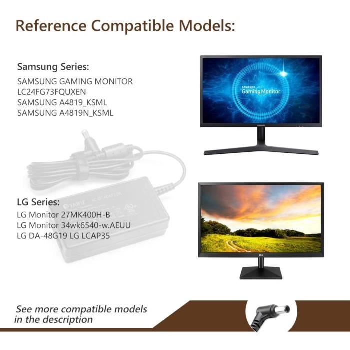 CHARGEUR COMPATIBLE Bloc d'alimentation pour LCD LED HD TV