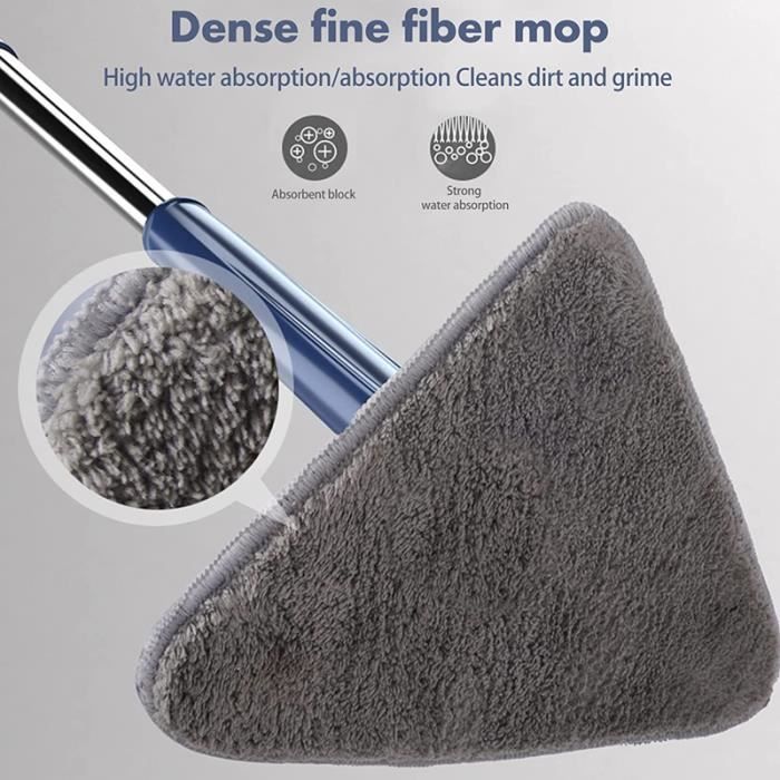 Vadrouille de Nettoyage Réglable Rotative à 360,Fibre Superfine Balai de Nettoyage Triangulaire Poignée Rétractable Vadrouille de Nettoyage Triangle pour Fenêtres, Sols Vadrouille de Nettoyage Réglable Rotative à 360,Fibre Superfine Balai de Nettoyage Triangulaire Poignée Rétractable Vadrouille de Nettoyage Triangle pour Fenêtres, Sols