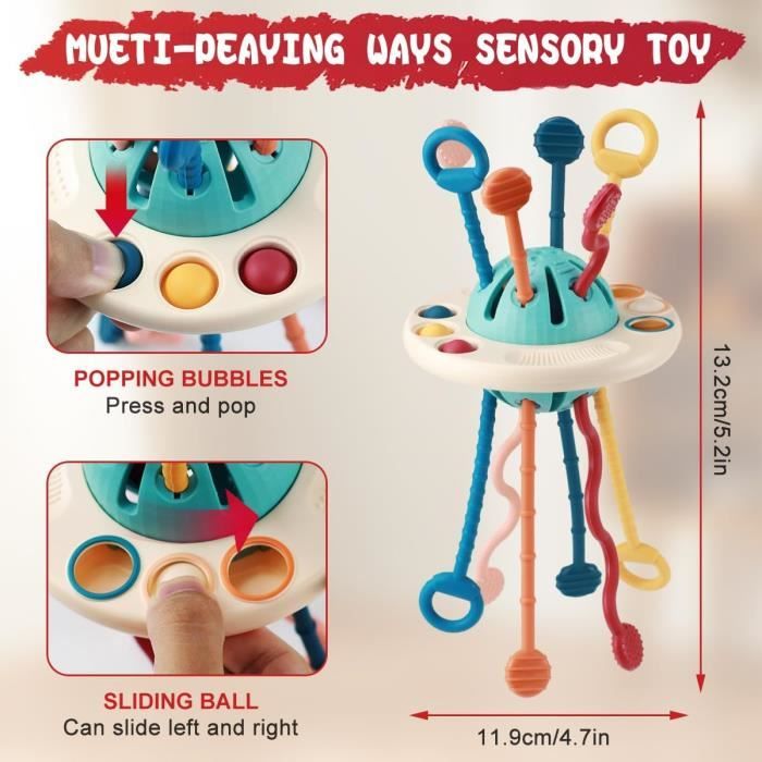 Jouet Montessori UFO Bebe 6 12 Mois Jeux Montessori Bebe Jouet d eveil Silicone Motricite Fine Jouets de Voyage pour Bebes Cdiscount Jeux Jouets