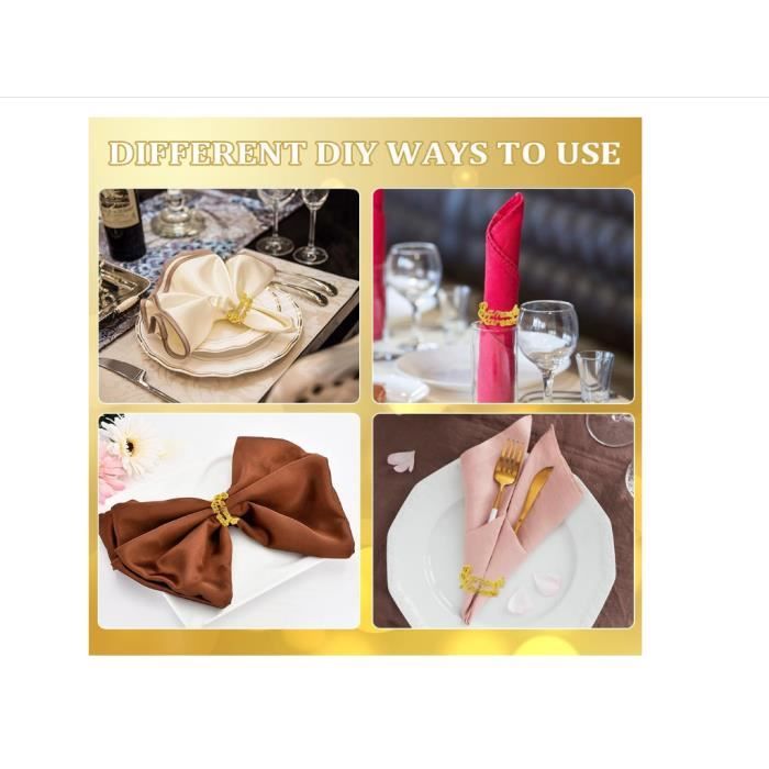 12 Pièces Rond de Serviette,Porte-Serviettes de Table en Métal Doré pour Mariage Banquet