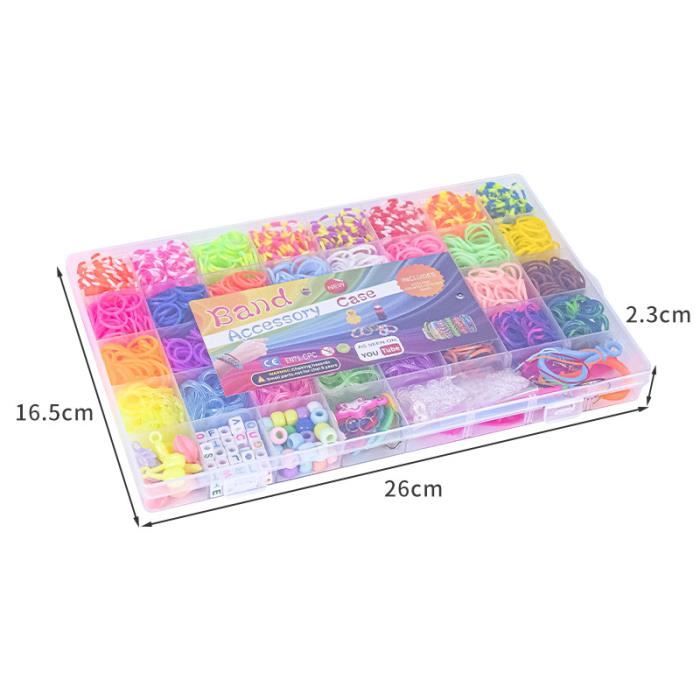 NINGESHOP Kit 3600+ Élastiques Bracelets – 54 Grilles, 36 Couleurs, Outils & Perles Pour Enfants